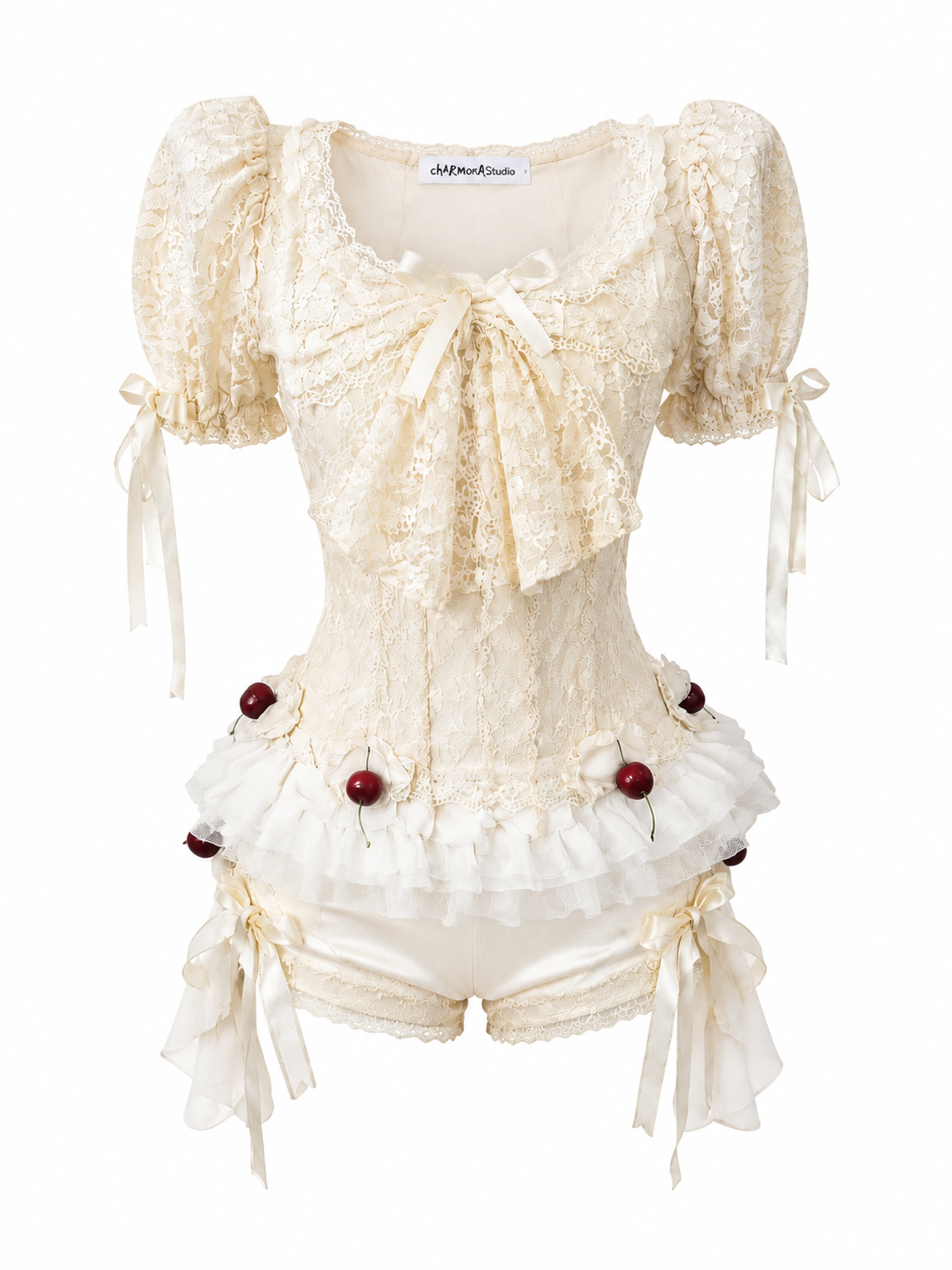 Candied Cherry Lace Denim Set