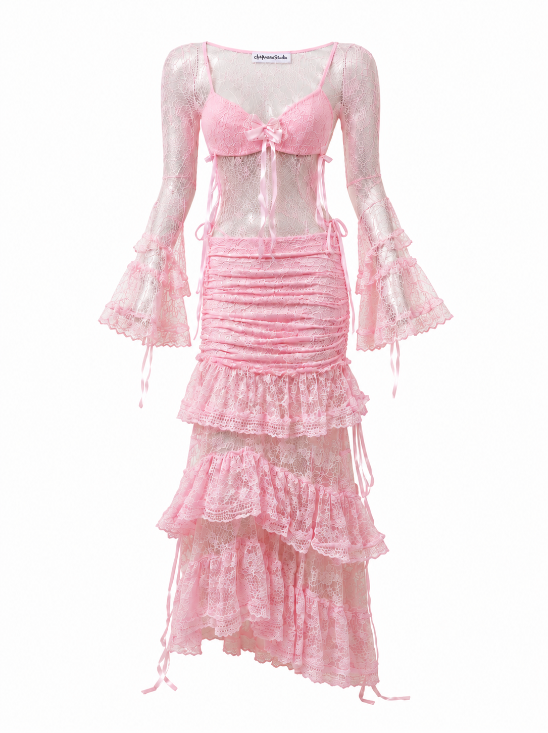 Fuchsia Gothic Doll Layered Lace Set