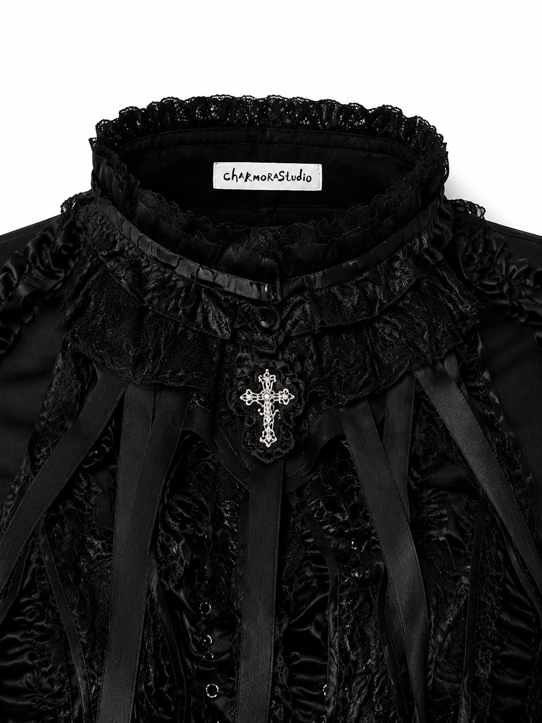 Victorian Noir Lace Puff Dress
